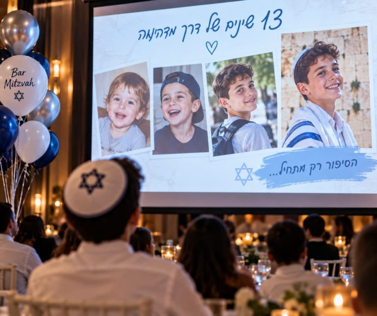 מחפשים רעיונות למצגת בר מצווה? קבלו השראה למצגת מרגשת ומצחיקה עם תמונות מהילדות, ברכות מהמשפחה והחברים, סרטונים ורעיונות מקוריים לגיל 13.